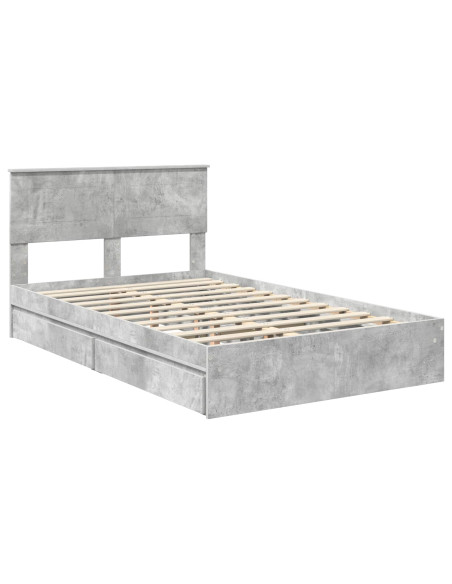 Letto con Contenitore con testiera Grigio cemento 135 x 190 cm