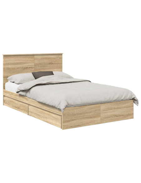 Letto con Contenitore con testiera Rovere Sonoma 120 x 200 cm