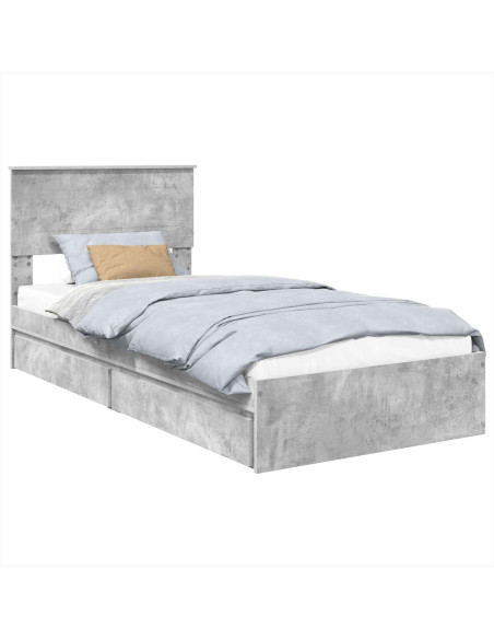 Letto con Contenitore con testiera Grigio cemento 90 x 200 cm