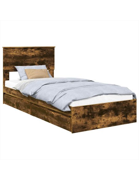 Letto con Contenitore con testiera Rovere fumé 100 x 200 cm
