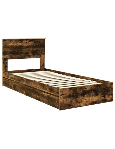 Letto con Contenitore con testiera Rovere fumé 100 x 200 cm