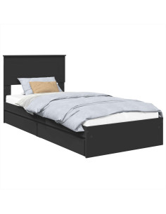 Letto con Contenitore Nero 90 x 190 cm Legno multistrato 2