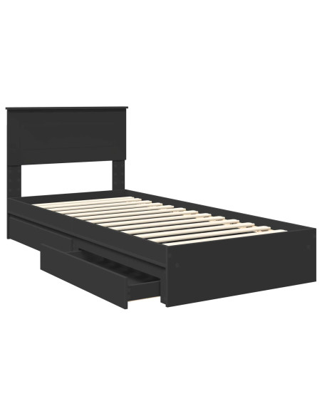 Letto con Contenitore Nero 90 x 190 cm Legno multistrato
