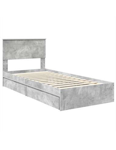 Letto con Contenitore con testiera Grigio cemento 90 x 190 cm