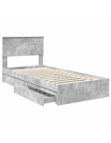Letto con Contenitore con testiera Grigio cemento 90 x 190 cm