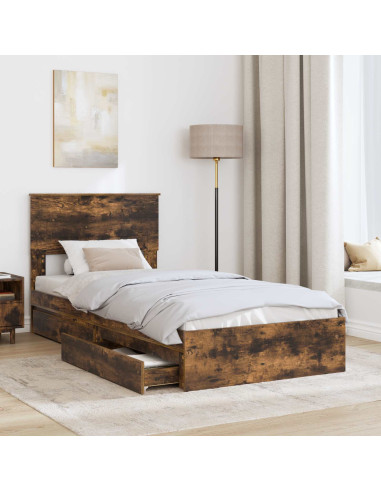 Letto con Contenitore Rovere fumé 90 x 190 cm Legno multistrato