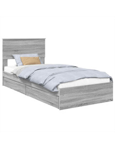 Letto con Contenitore con testiera Grigio Sonoma 90 x 190 cm 2