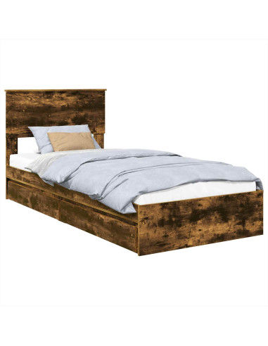 Letto con Contenitore Rovere fumé 90 x 200 cm Legno multistrato