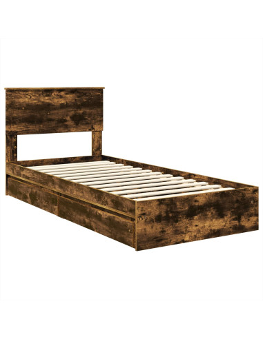 Letto con Contenitore Rovere fumé 90 x 200 cm Legno multistrato