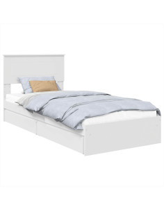Letto con Contenitore Bianco 75 x 190 cm Legno multistrato 2