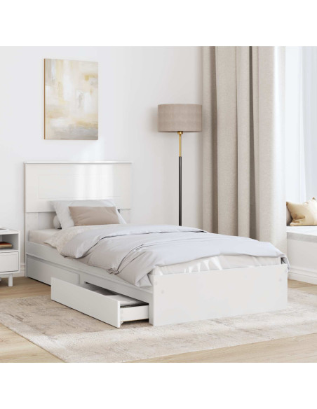 Letto con Contenitore Bianco 75 x 190 cm Legno multistrato