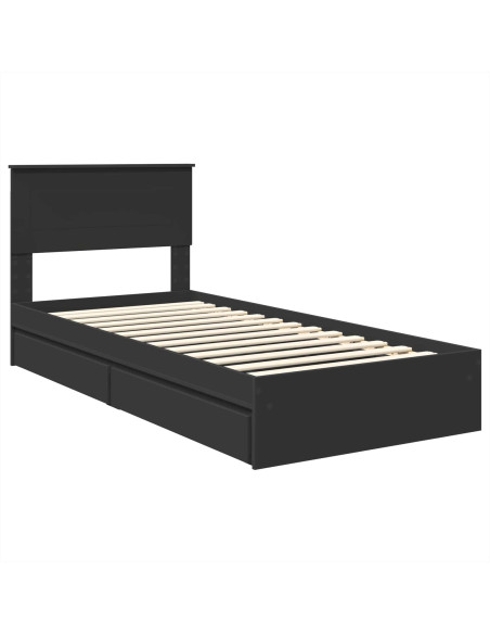 Letto con Contenitore Nero 75 x 190 cm Legno multistrato