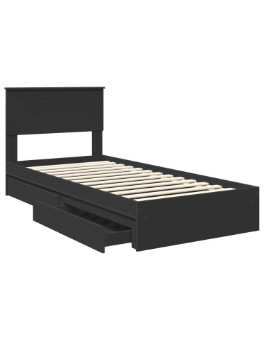 Letto con Contenitore Nero 75 x 190 cm Legno multistrato