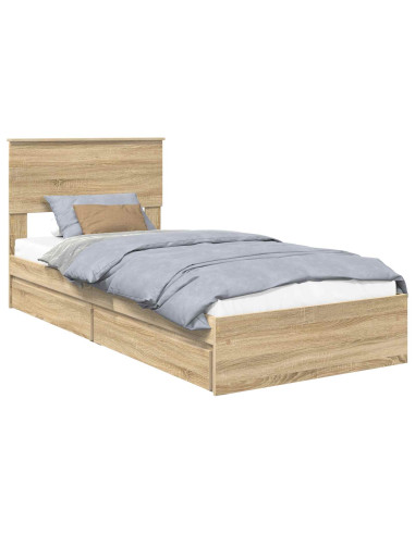 Letto con Contenitore con testiera Rovere Sonoma 75 x 190 cm