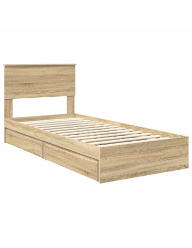 Letto con Contenitore con testiera Rovere Sonoma 75 x 190 cm
