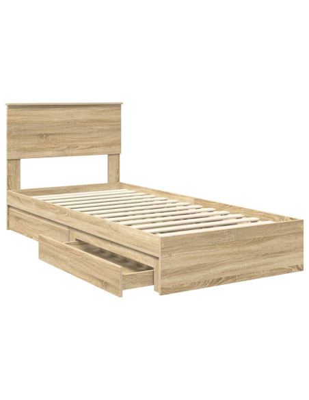 Letto con Contenitore con testiera Rovere Sonoma 75 x 190 cm