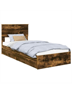 Letto con Contenitore Rovere fumé 75 x 190 cm Legno multistrato 2