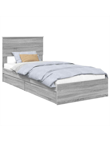 Letto con Contenitore con testiera Grigio Sonoma 75 x 190 cm