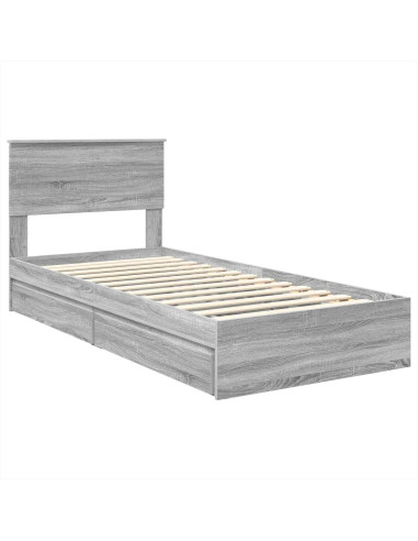 Letto con Contenitore con testiera Grigio Sonoma 75 x 190 cm