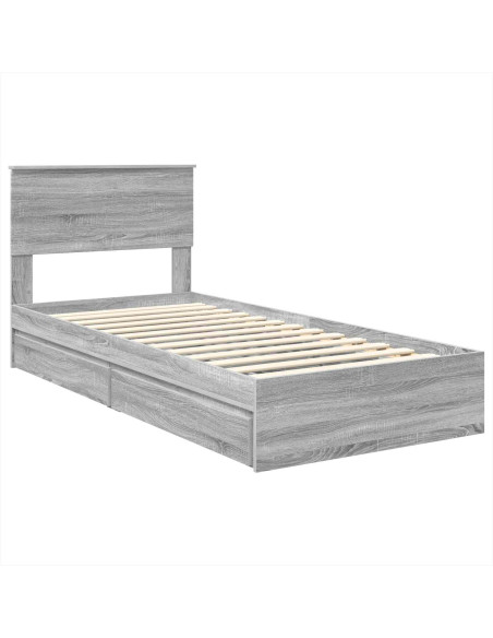 Letto con Contenitore con testiera Grigio Sonoma 75 x 190 cm