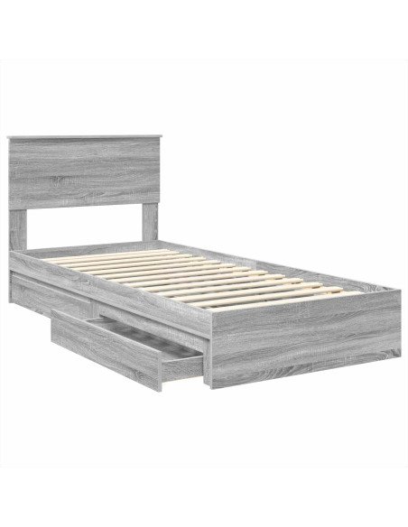 Letto con Contenitore con testiera Grigio Sonoma 75 x 190 cm