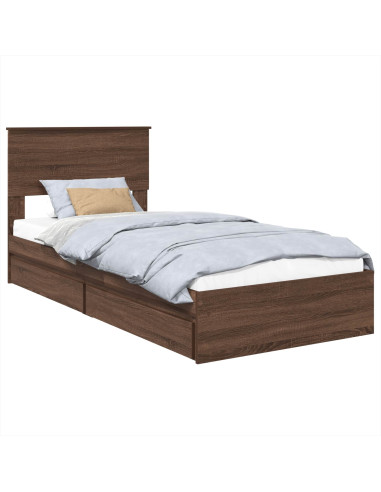 Letto con Contenitore con testiera Rovere Marrone 75 x 190 cm
