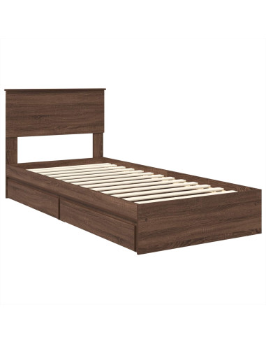 Letto con Contenitore con testiera Rovere Marrone 75 x 190 cm