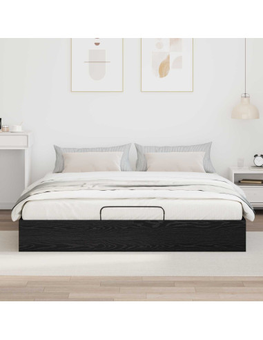 Letto ottomano Rovere Nero 193 x 120 x 25 cm Truciolare