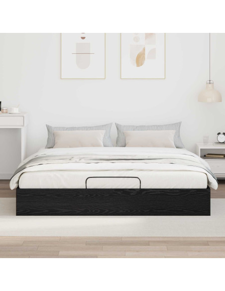 Letto ottomano Rovere Nero 193 x 120 x 25 cm Truciolare