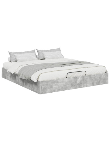Letto ottomano Grigio cemento 160 x 200 cm Legno multistrato