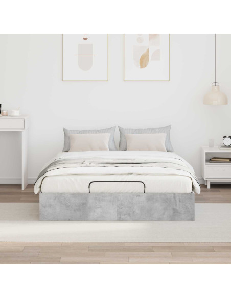 Letto ottomano Grigio cemento 140 x 200 cm Legno multistrato