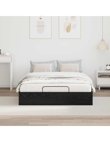 Letto ottomano Rovere Nero 193 x 120 x 25 cm Truciolare
