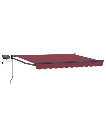 Tenda retrattile manuale con LED Rosso Borgogna 3,5 x 2 m