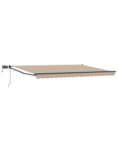 Tenda retrattile manuale con LED Beige 4 × 3 m