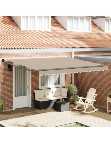 Tenda Retrattile Beige 400 × 300 cm Poliestere e Alluminio