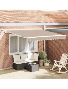 Tenda Retrattile Beige 350 x 250 cm Poliestere e Metallo