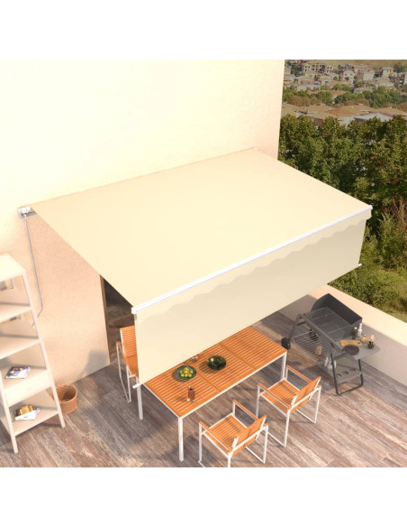 Tenda da Sole Retrattile Manuale con Parasole 5x3 m Crema