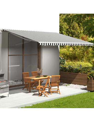 Tessuto di Ricambio Tenda da Sole Antracite e Bianco 5x3,5 m