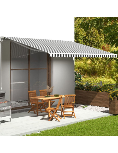 Tessuto di Ricambio Tenda da Sole Antracite e Bianco 5x3,5 m