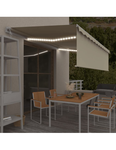 Tenda Automatica con Parasole Sensore Vento e LED 5x3 m Crema