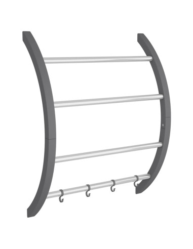 Portasciugamani con Ganci Argento 56x16x72 cm Alluminio