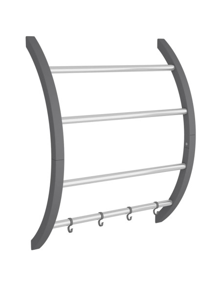 Portasciugamani con Ganci Argento 56x16x72 cm Alluminio