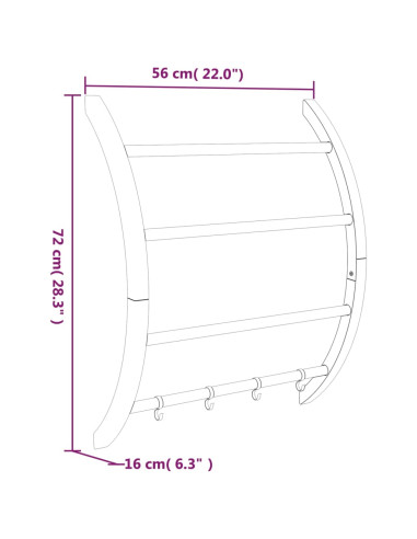 Portasciugamani con Ganci Argento 56x16x72 cm Alluminio