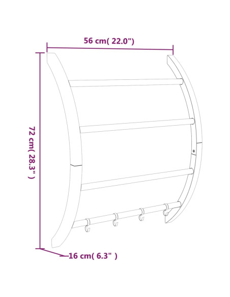 Portasciugamani con Ganci Argento 56x16x72 cm Alluminio