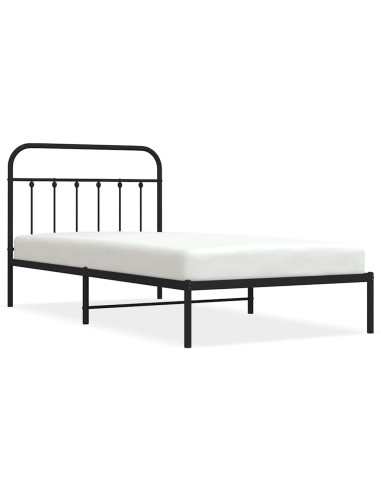 Giroletto con Testiera Metallo Nero 100x200 cm