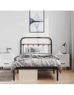 Giroletto con Testiera Metallo Nero 100x200 cm 2