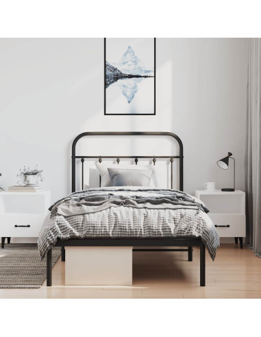 Giroletto con Testiera Metallo Nero 100x200 cm