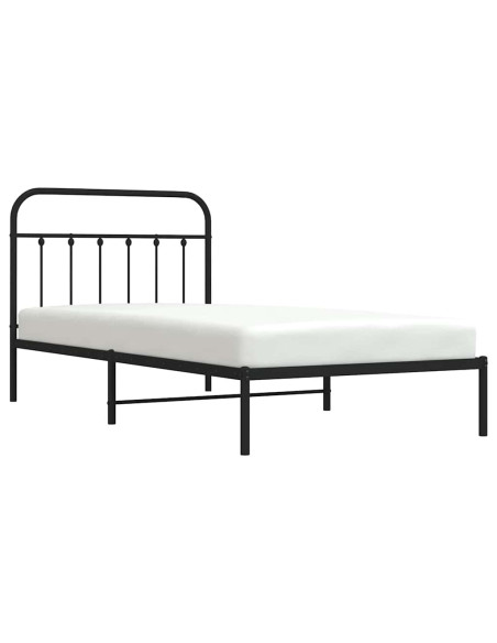 Giroletto con Testiera Metallo Nero 100x200 cm