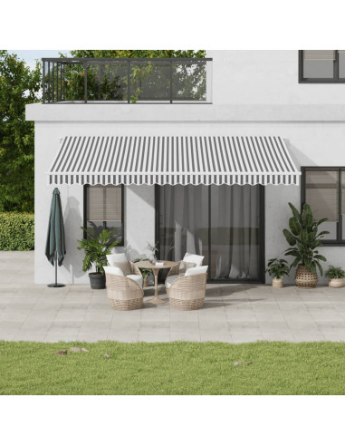 Tenda Retrattile Manuale con LED Antracite e Bianco 500x350 cm