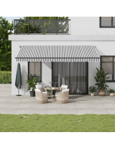 Tenda Retrattile Manuale con LED Antracite e Bianco 500x350 cm